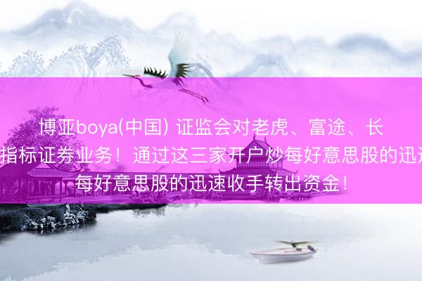 博亚boya(中国) 证监会对老虎、富途、长桥下手了：罪人指标证券业务！通过这三家开户炒每好意思股的迅速收手转出资金！