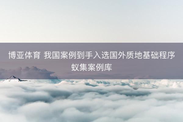 博亚体育 我国案例到手入选国外质地基础程序蚁集案例库