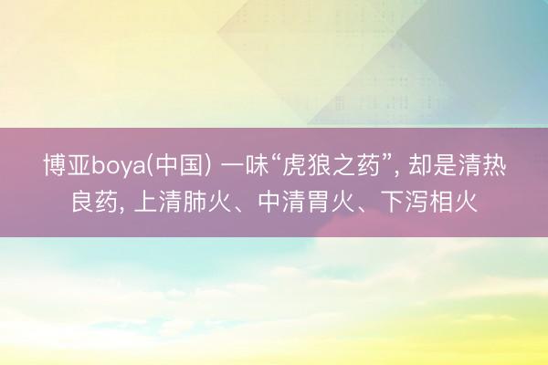 博亚boya(中国) 一味“虎狼之药”, 却是清热良药, 上清肺火、中清胃火、下泻相火