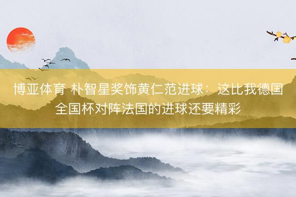 博亚体育 朴智星奖饰黄仁范进球：这比我德国全国杯对阵法国的进球还要精彩