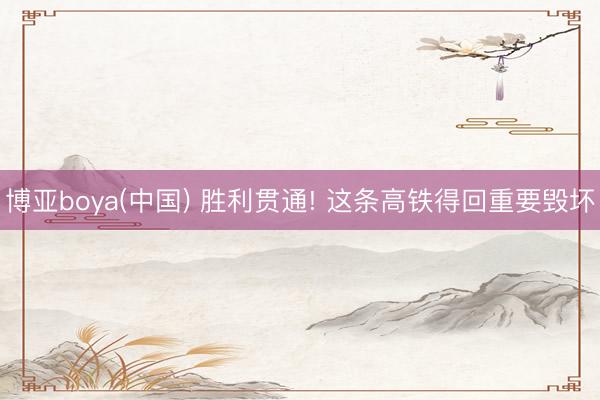 博亚boya(中国) 胜利贯通! 这条高铁得回重要毁坏