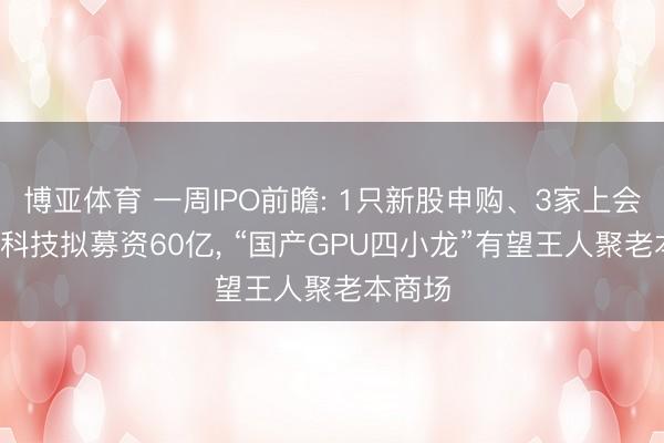 博亚体育 一周IPO前瞻: 1只新股申购、3家上会， 燧原科技拟募资60亿， “国产GPU四小龙”有望王人聚老本商场