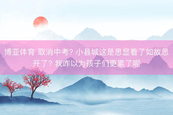 博亚体育 取消中考? 小县城这是思显着了如故思开了? 我咋以为孩子们更累了呢